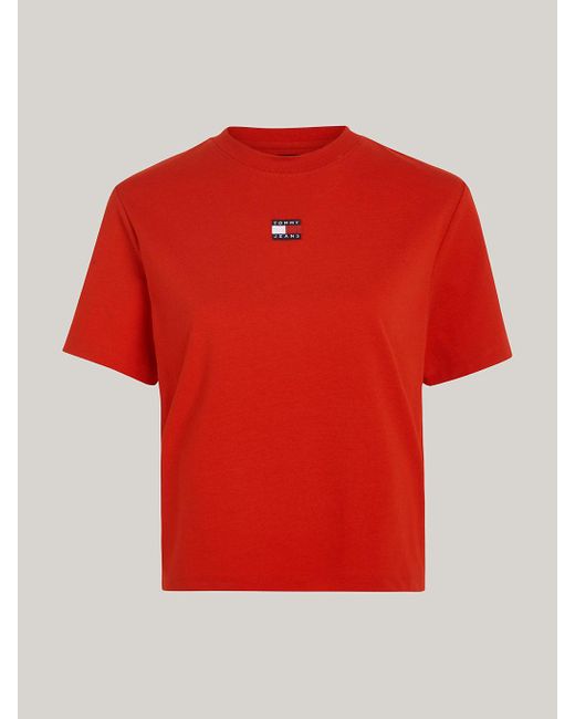 Tommy Hilfiger Red Boxy Fit Badge T-shirt