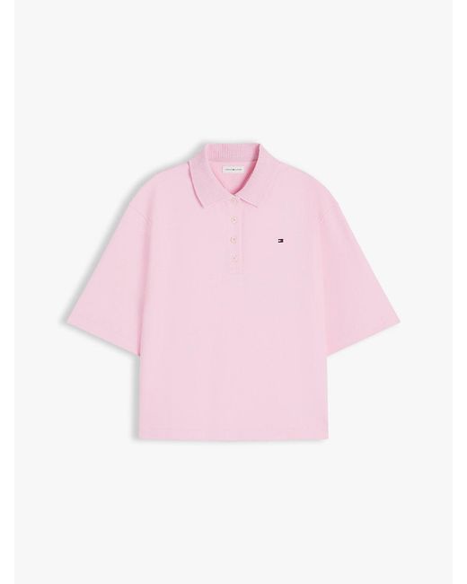 Tommy Hilfiger Pink Relaxed Fit Interlock Knit Polo Shirt