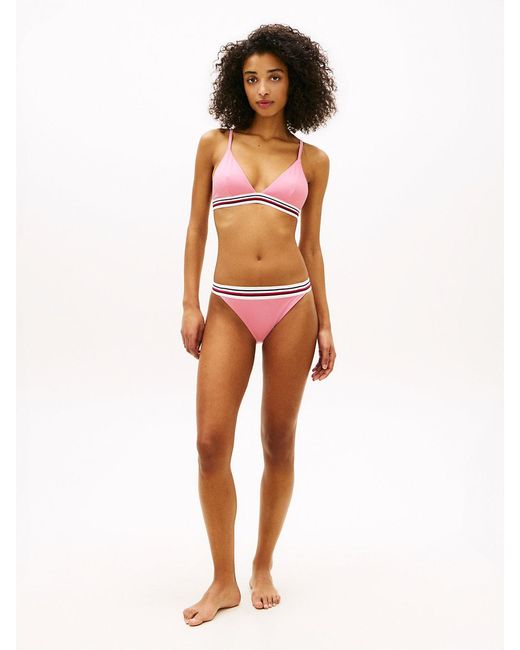 Tommy Hilfiger Orange Global Stripe Triangle Bikini Top