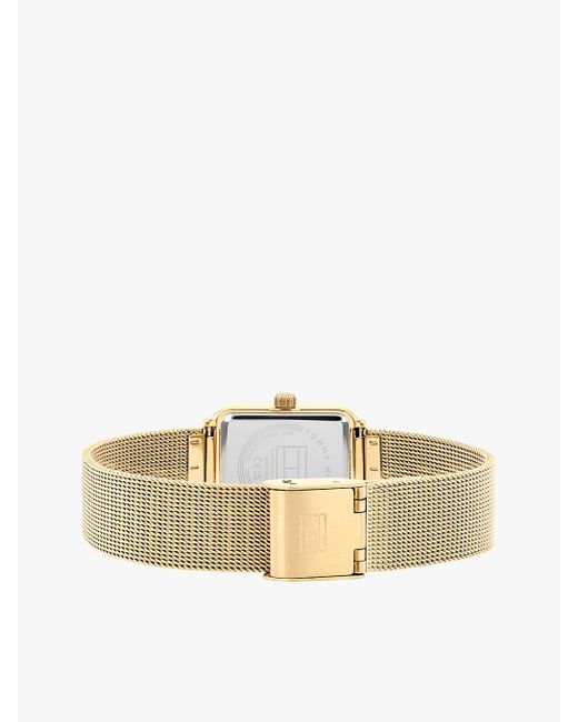 Tommy Hilfiger Metallic Gold-plated Crystal-embellished Mesh Strap Watch