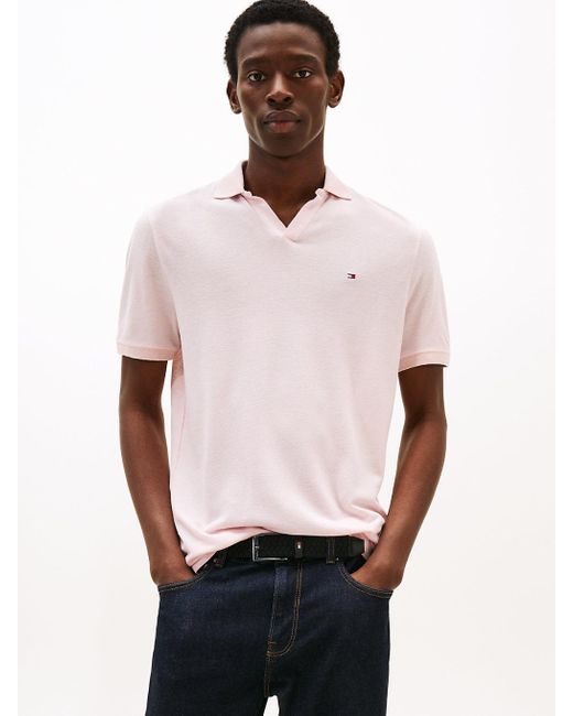 Tommy Hilfiger Pink Regular Fit Polo Shirt With Linen for men