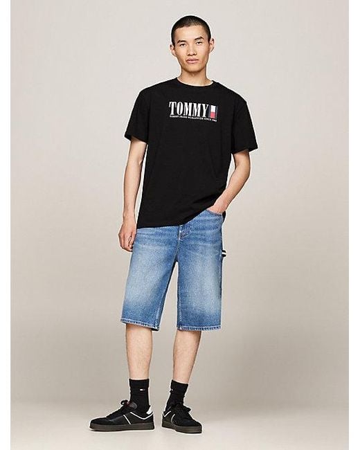 Tommy Hilfiger T-shirt Met Ronde Hals En Tommy-vlaglogo in het Black voor heren