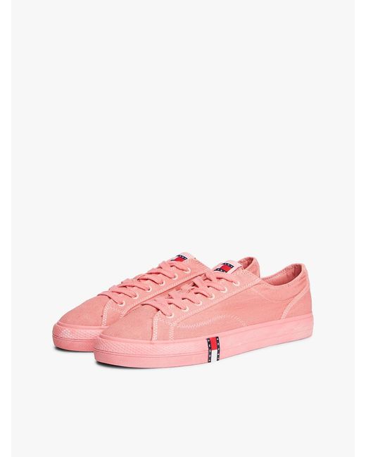Tommy Hilfiger Pink Archive Flag Stripe Washed Canvas Trainers