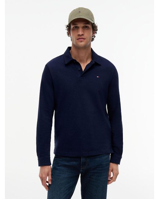 Tommy Hilfiger Blue Terry Long Sleeve Polo Shirt for men