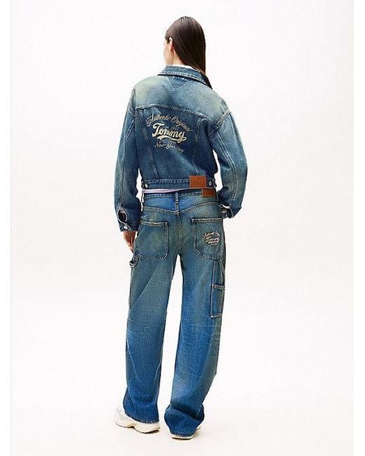 Tommy Hilfiger Blue Leichte Relaxed Fit Jeansjacke Mit Logo