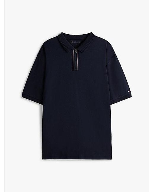 Polo Plus Con Cierre De Cremallera Tommy Hilfiger de hombre de color Blue