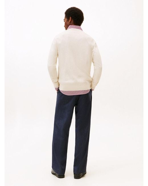 Pullover Smart Casual Termoregolante A Coste di Tommy Hilfiger in White da Uomo