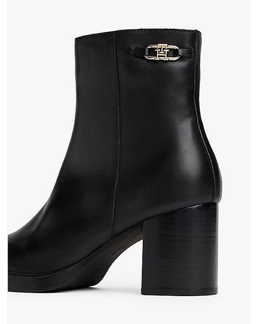 Tommy Hilfiger Black Leder-Stiefelette Mit Th-Monogramm-Horsebit