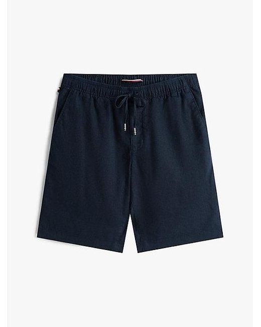 Tommy Hilfiger Harlem Relaxed Fit Short Van Linnenmix in het Blue voor heren