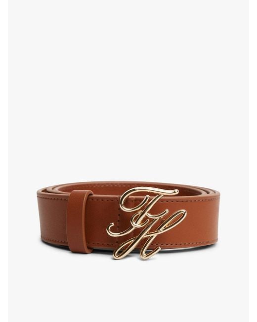 Ceinture En Cuir À Boucle Logo Tommy Hilfiger en coloris Brown