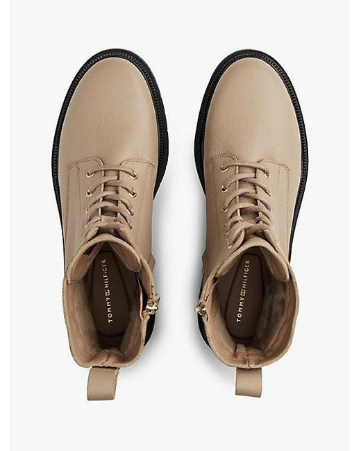 Tommy Hilfiger Chunky Laars Van Gegranuleerd Leer in het Natural