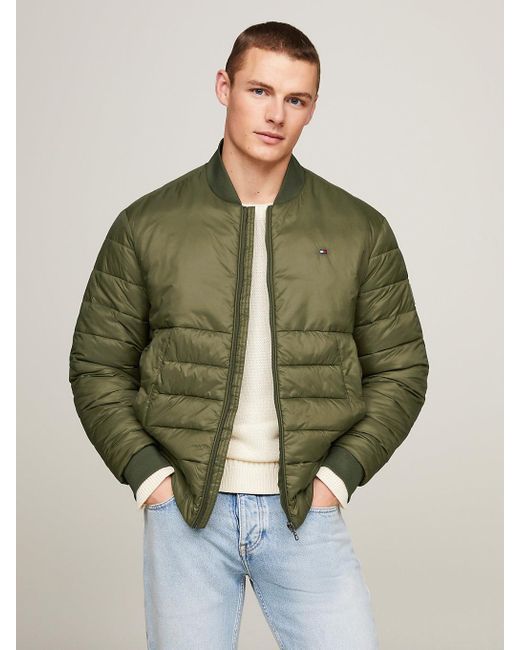 Tommy Hilfiger Green Water Repellent Packable Quilted Bomber Jacket for men