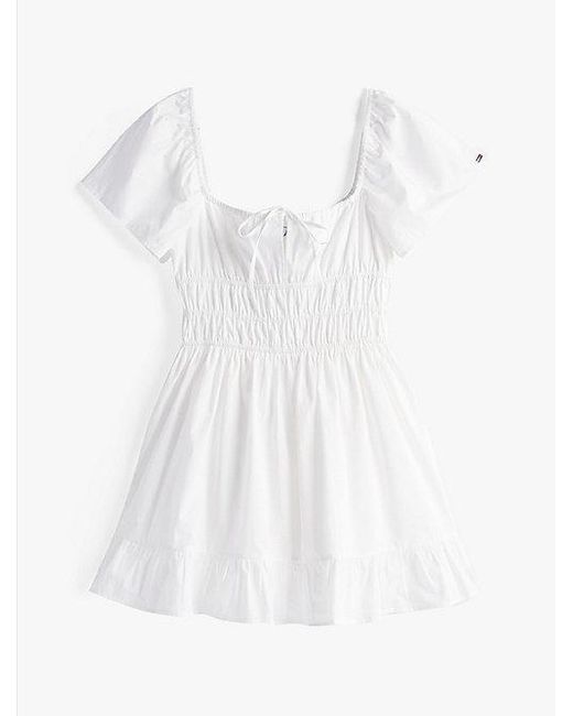 Vestido Corto Slim De Corte Evasé Tommy Hilfiger de color White