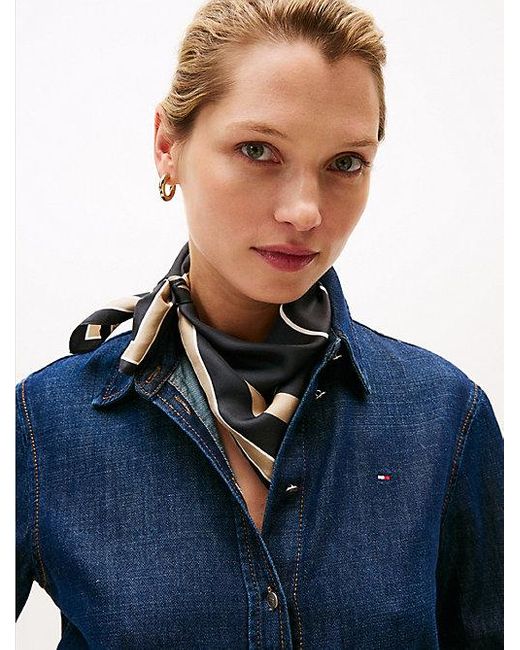 Tommy Hilfiger Heritage Vierkante Zijden Sjaal Met Logo in het Black