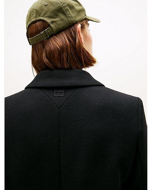 Tommy Hilfiger Lange Wolmix Jas Met Kasjmier in het Black