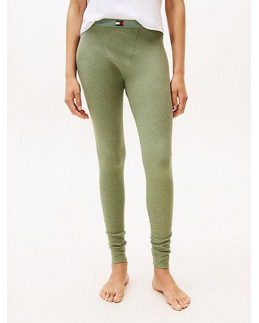 Tommy Hilfiger Lange Riblegging Met Logo in het Green