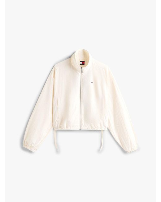 Tommy Hilfiger White Water Repellent Tie Side Zip-Thru Jacket