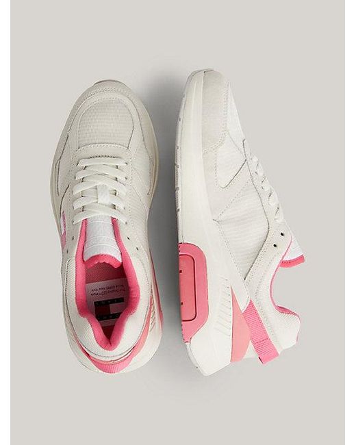Tommy Hilfiger Pink Runner-Ledersneaker mit feinem Sohlenprofil