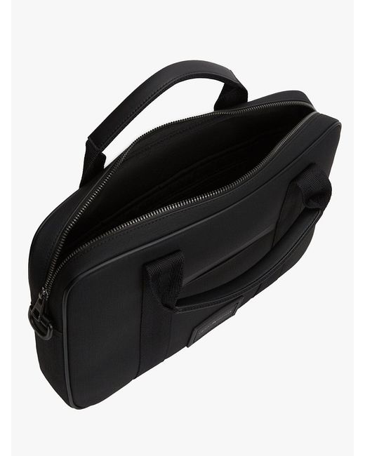 Tommy Hilfiger Black Textile Logo Patch Laptop Bag for men