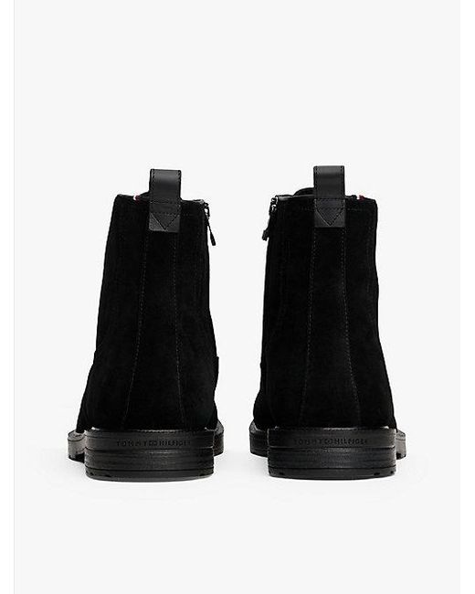 Tommy Hilfiger Suède Boots Met Profielzool En Moccasin-Neus in het Black voor heren