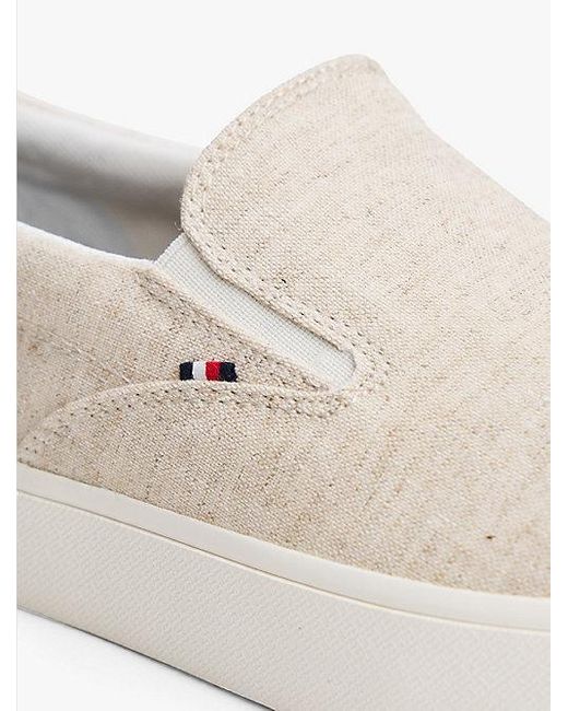Tommy Hilfiger Chambray-Slipper-Sneaker Aus Leinen-Canvas in Natural für Herren
