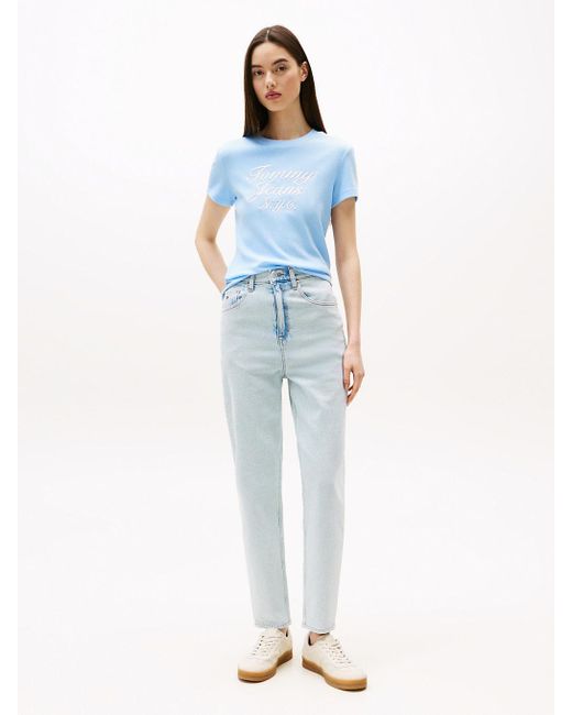 Tommy Hilfiger Blue Ultra High Rise Tapered Mom Jeans