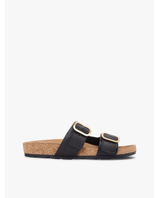 Tommy Hilfiger White Leather Double Strap Cork Sandals