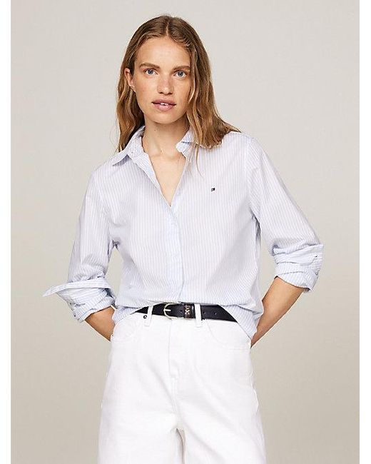 Tommy Hilfiger Essential Regular Fit Overhemd Met Strepen in het White