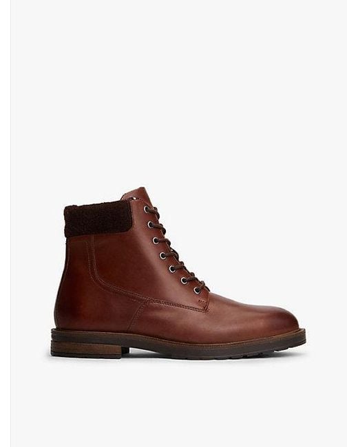 Botas De Piel Con Suela De Tacos Tommy Hilfiger de hombre de color Brown