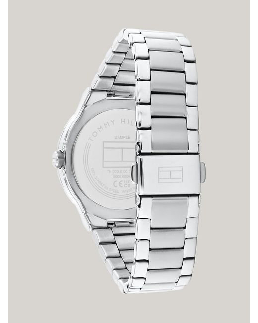 Tommy Hilfiger White Stainless Steel Crystal-embellished Bracelet Watch