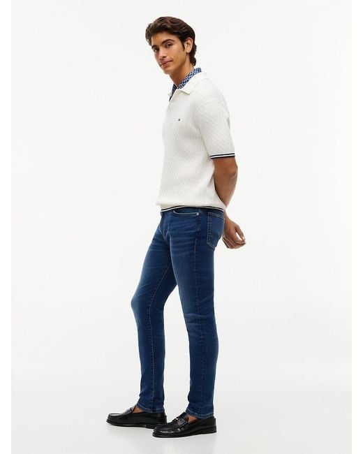 Tommy Hilfiger Blue Bleecker Whiskered Five-Pocket Slim Jeans for men