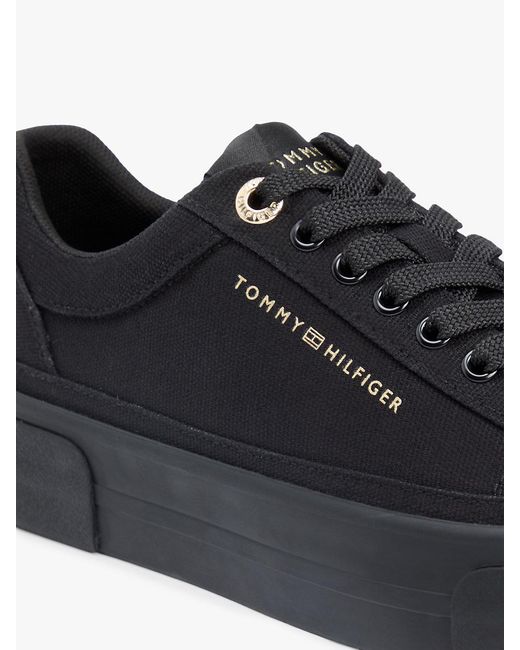 Tommy Hilfiger Black Metallic Logo Canvas Platform Trainers