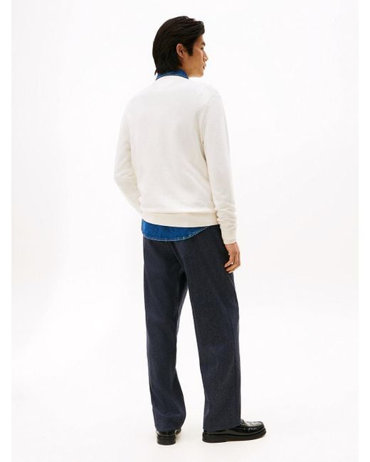Pullover Con Bandierina Ricamata di Tommy Hilfiger in White da Uomo