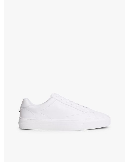 Tommy Hilfiger White Premium Leather Cupsole Trainers for men