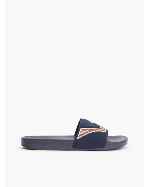 Tommy Hilfiger Blue Logo Strap Pool Slides for men