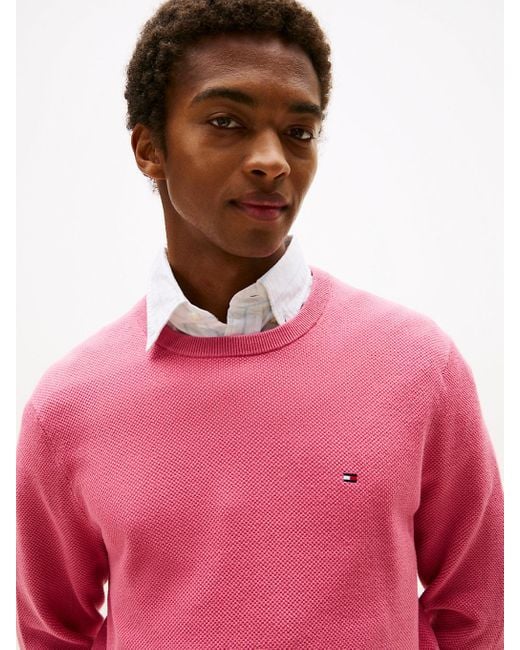 Pull En Maille Alvéolée À Col Ras-Du-Cou Tommy Hilfiger pour homme en coloris Pink