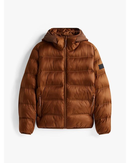 Giubbino Imbottito Con Cappuccio E Logo di Tommy Hilfiger in Brown da Uomo