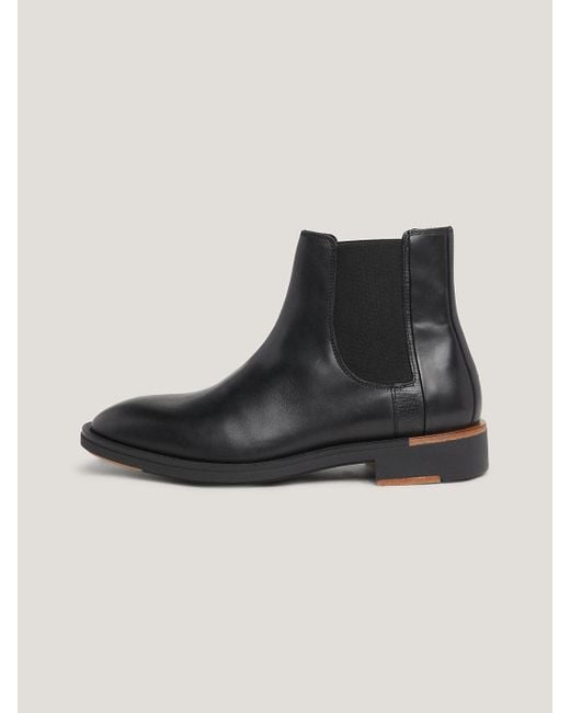 Tommy Hilfiger Black Premium Leather Chelsea Boots for men
