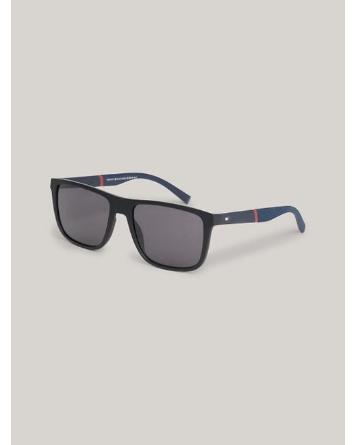 Tommy Hilfiger Metallic Polo Pique Texture Rectangular Sunglasses for men