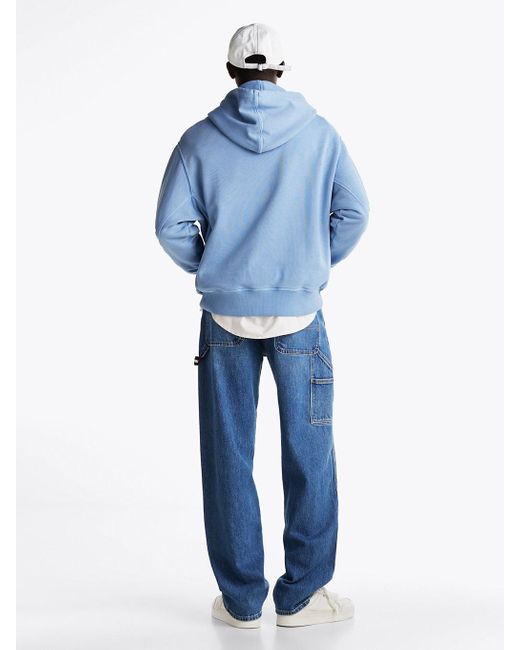 Felpa Con Cappuccio E Logo Ricamato di Tommy Hilfiger in Blue da Uomo