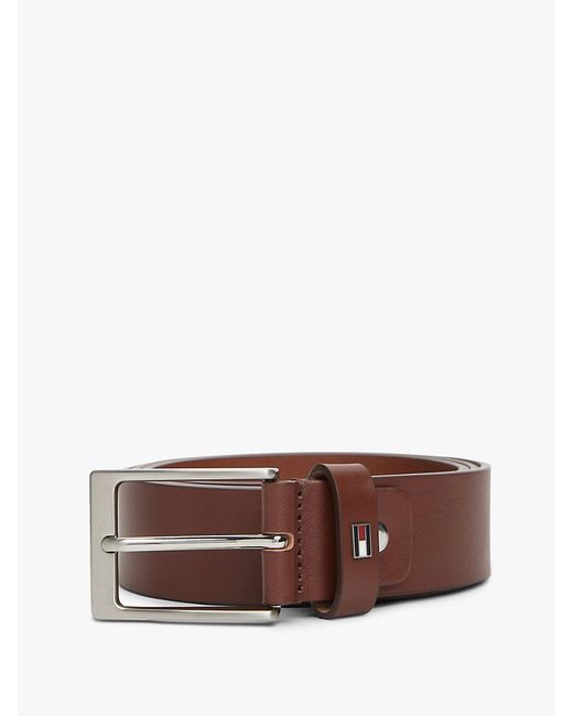 Tommy Hilfiger Brown Rectangular Buckle Adjustable Leather Belt for men