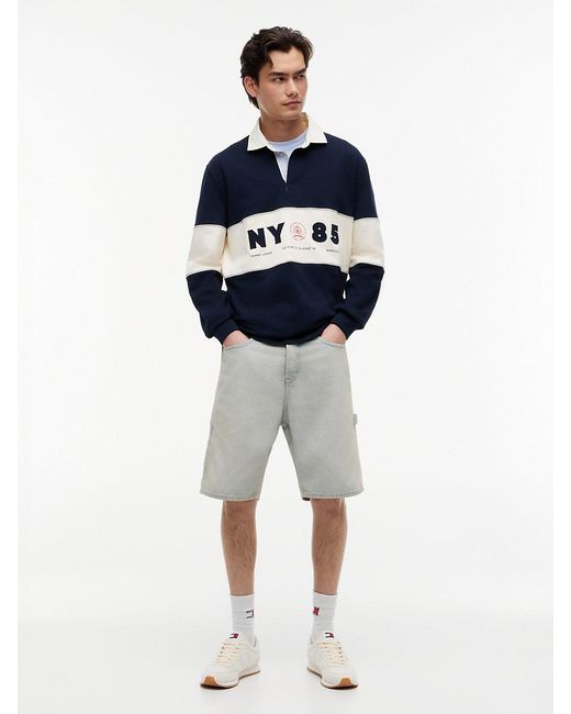 Tommy Hilfiger Blue Relaxed Fit Logo Panel Rugby Shirt for men
