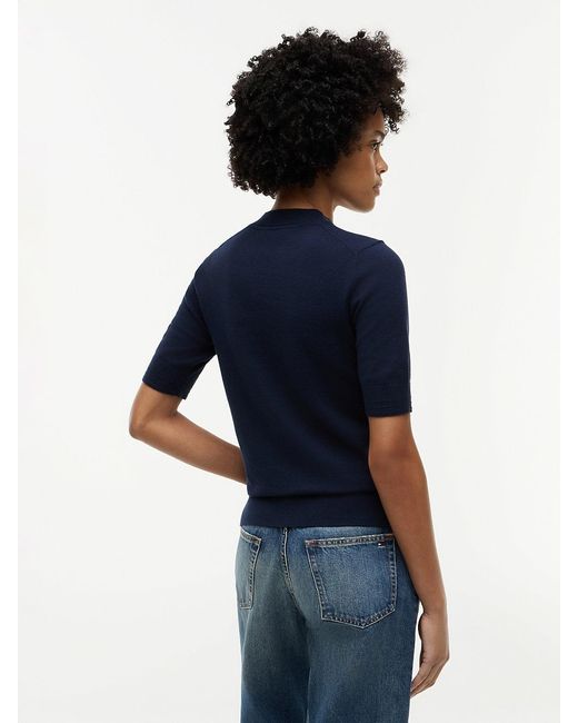 Tommy Hilfiger Blue Fine Knit Jersey Short Sleeve Jumper