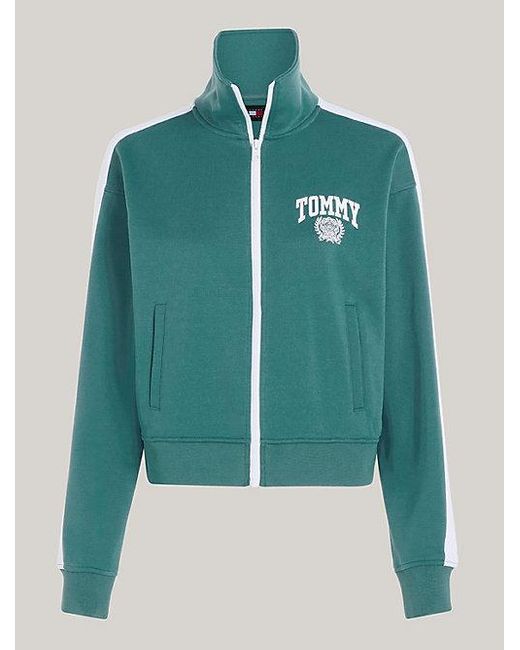 Tommy Hilfiger Green Varsity Reißverschluss-Jacke mit Logo