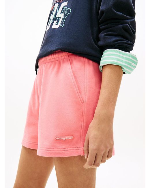 Tommy Hilfiger Red Logo Sueded Terry Relaxed Sweat Shorts