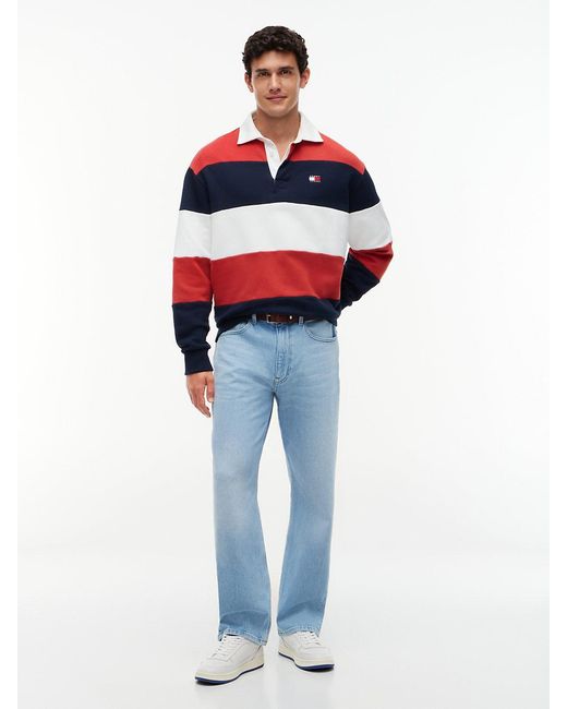Tommy Hilfiger S Striped Medium Weight Rugby Polo With Embroidered Logo for men