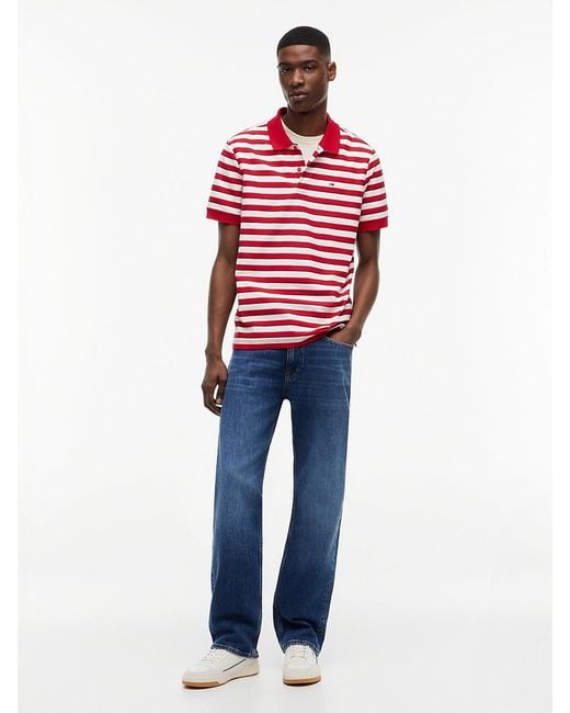 Tommy Hilfiger Blue Regular Fit Stripe Jersey Polo Shirt for men