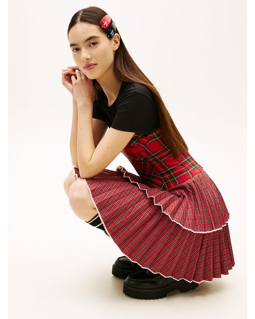 Tommy Hilfiger Tommy Girl Tartan Check Tiered Mini Dress