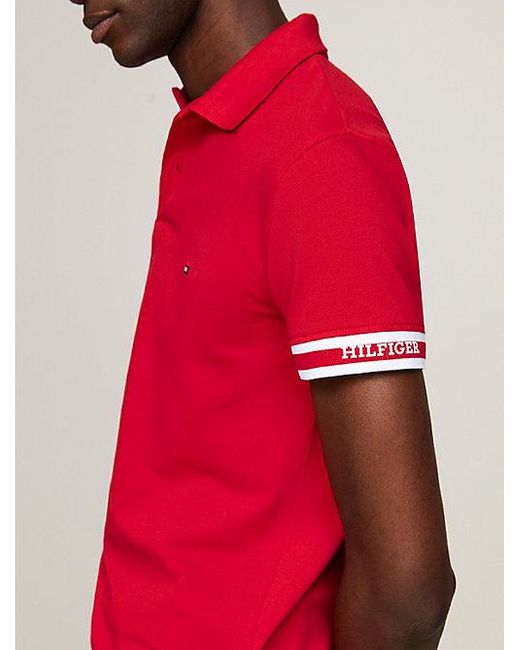 Tommy Hilfiger Hilfiger Monotype Slim Fit Polo Met Logoboord in het Red voor heren