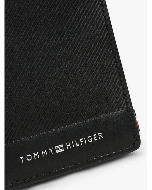 Cartera Plegable De Piel Con Logo Tommy Hilfiger de hombre de color Black